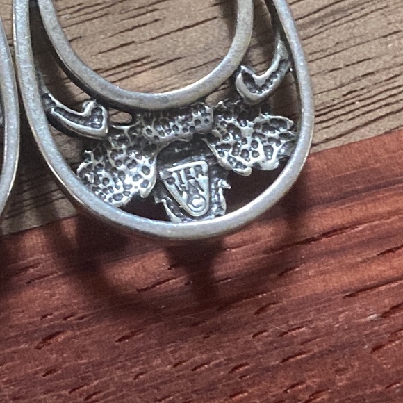 Sterling Silver Teardrop Leaf Adornment Earrings - Picture 5 of 5